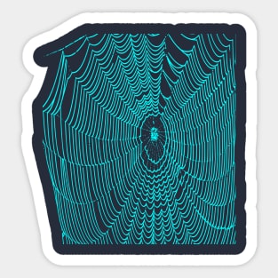 Artistic Halloween Spider Web Cobweb Doodle In Teal Sticker